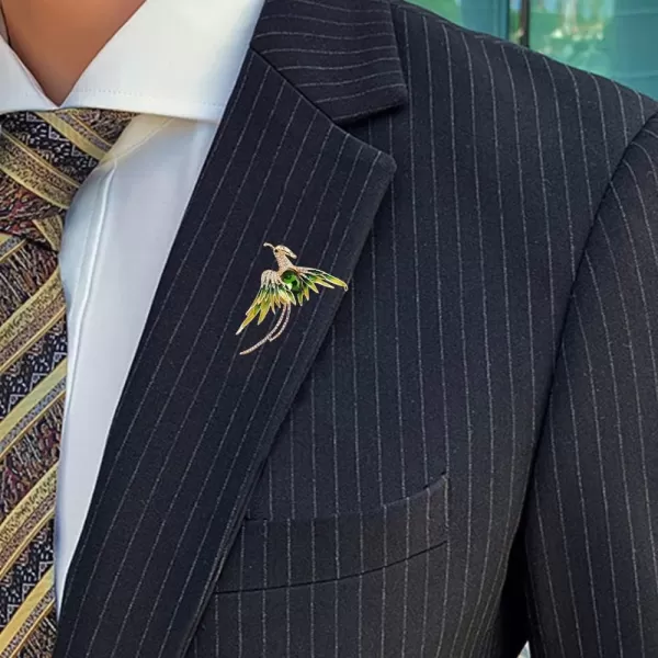 imageGreen Rhinestone Bird Brooch for Women Girls Gold Plated Fashion Enamel Animal Resurrection Reborn Statement Brooches Lapel Breastpin Delicate Wedding Birthday Anniversary Jewelry Gift