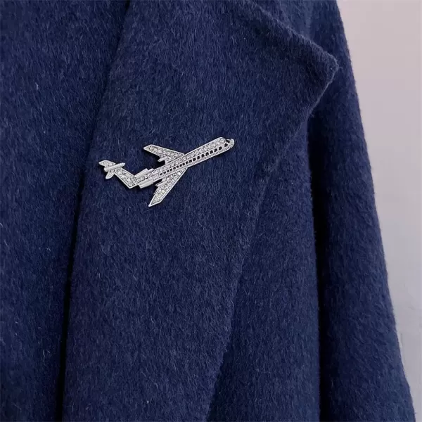 imageRhinestone Airplane Brooch Pin for Women Girls Silver Tone Fashion Pave Crystal Flying Plane Lapel Pins Badge Dress Suit Scarft Accessories Holiday Party Jewelry Unisex Souvenir Gifts for Flight Crew Aviator Lover