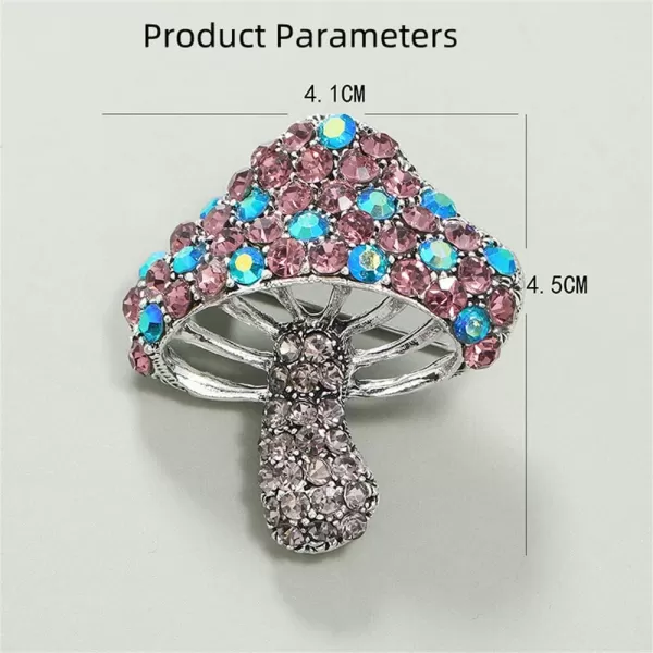 imageRhinestone Mushroom Brooch Pin for Women Girls Teens Silver Tone Boho Vintage Pink AB Crystal Brooches Lapel Pins Creative Badge Dress Suit Scarft Accessories Holiday Anniversary Party Jewelry Dainty Gift