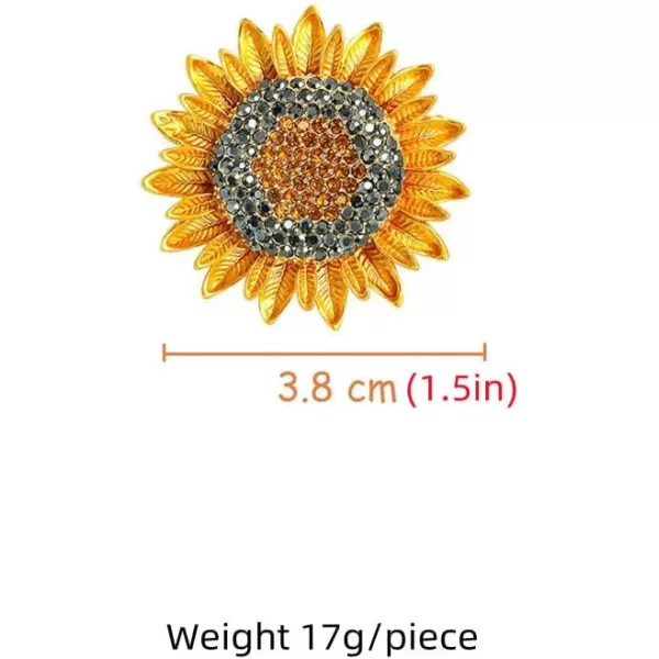 imageRhinestone Sunflower Brooch Pin for Women Men Gold Plated Fashion Cute Enamel Daisy Flower Leaf Brooches Lapel Breastpin Elegant Dress Accessories Jewelry Gift for Wedding Birthday Anniversary