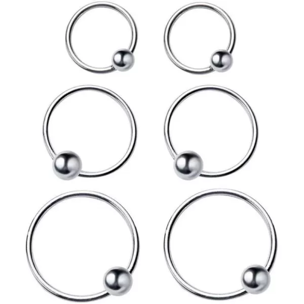 image20G Sterling Silver Ball Bead Sleeper Tiny Small Hoop Earrings Tragus Cartilage Nose Rings Septum Dainty Piercing Huggie Hoops3Pairs 81012mm