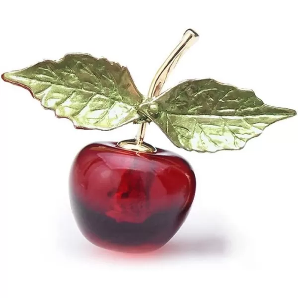 imageEnamel Cherry Fruit Brooch Pin for Women Girls Gold Tone Crystal Fashion Green Leaf Cute Brooches Lapel Breastpin Dainty Creative Dress Accessories Christmas Birthday Party Decor Jewelry