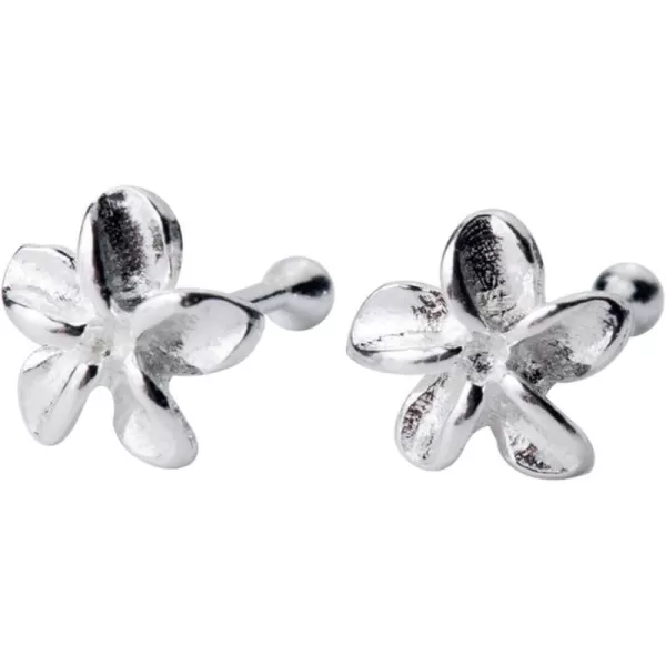 imageFlower Nose Rings Studs 22 Gauge Body Piercing Jewelry for Women S925 Sterling Silver Tiny Plumeria Cute Ball Bead Labret Screw Nose Stud Post Pin Hypoallgenic Dainty Body Jewelry