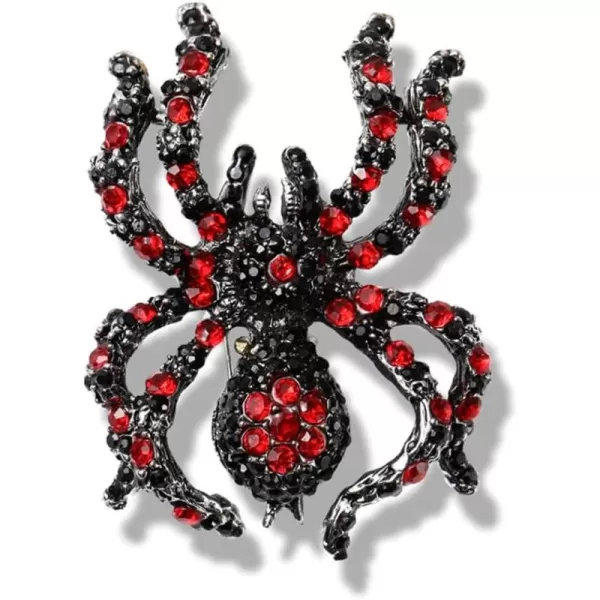 imageRhinestone Spider Brooch Pin for Women Men Unisex Silver Tone Vintage Creative Pave Red Black Crystal Animal Araneid Brooches Lapel Pins Halloween Cosplay Party Decor Dress Accessories Jewelry