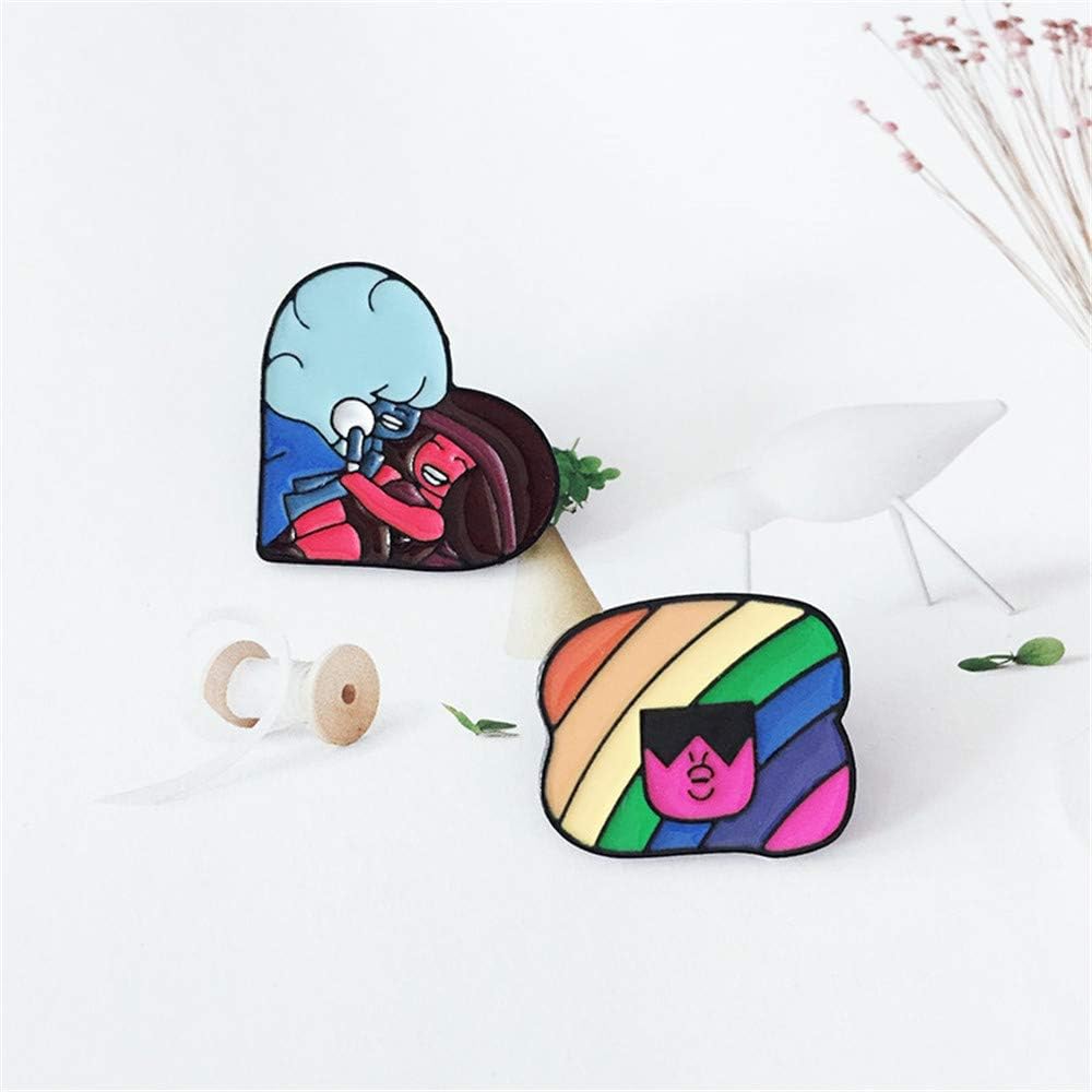 imageCute Enamel Friendship Lapel Pin Set for Women Girls 2pcs Colorful Carton Love Heart Girl Friend Brooches Badge for Clothes Bags Decor