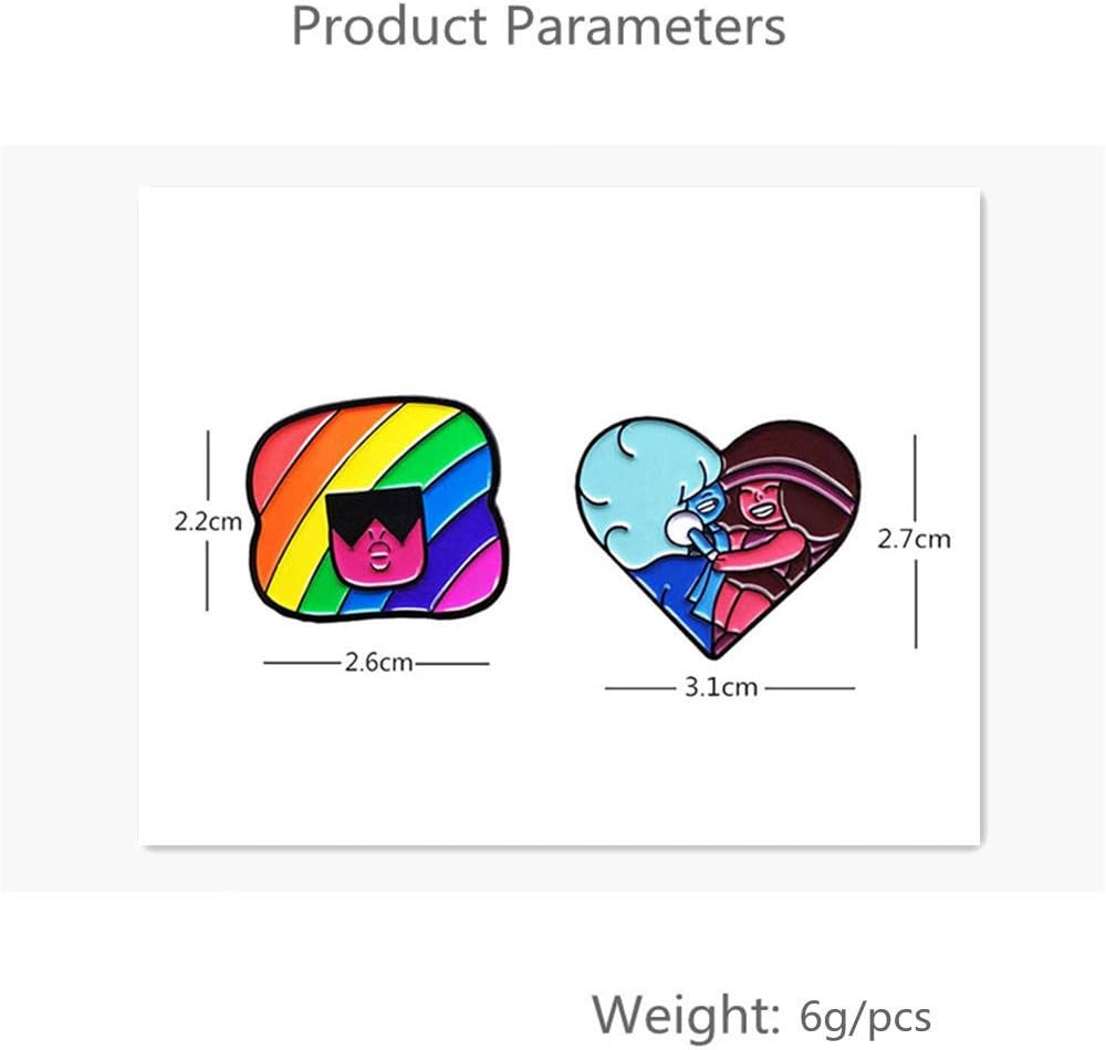 imageCute Enamel Friendship Lapel Pin Set for Women Girls 2pcs Colorful Carton Love Heart Girl Friend Brooches Badge for Clothes Bags Decor