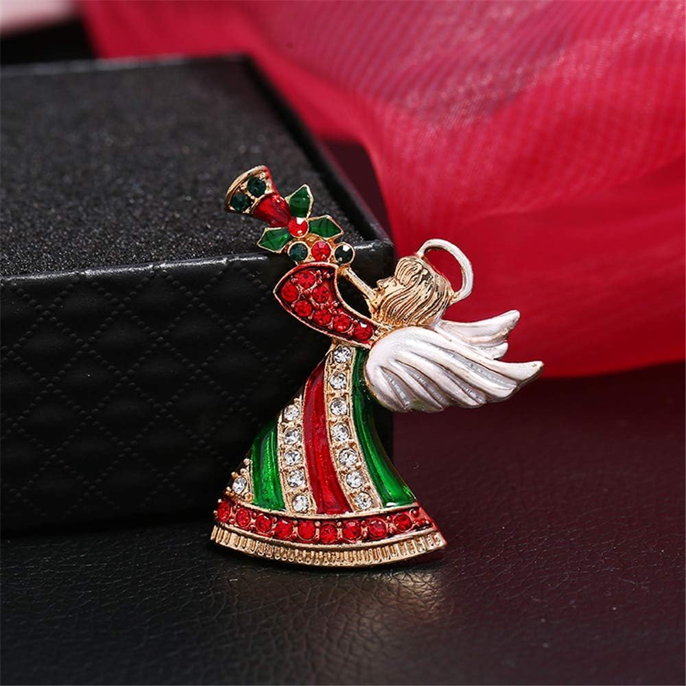 imageHoliday Angel Rhinestone Brooch Pin for Women Girls Vintage Enamel Alloy Plated CZ Crystal Cute Trumpeter Wings Brooches Corsage Pins Dress Accessories Winter Days Party Decor Jewelry Gifts