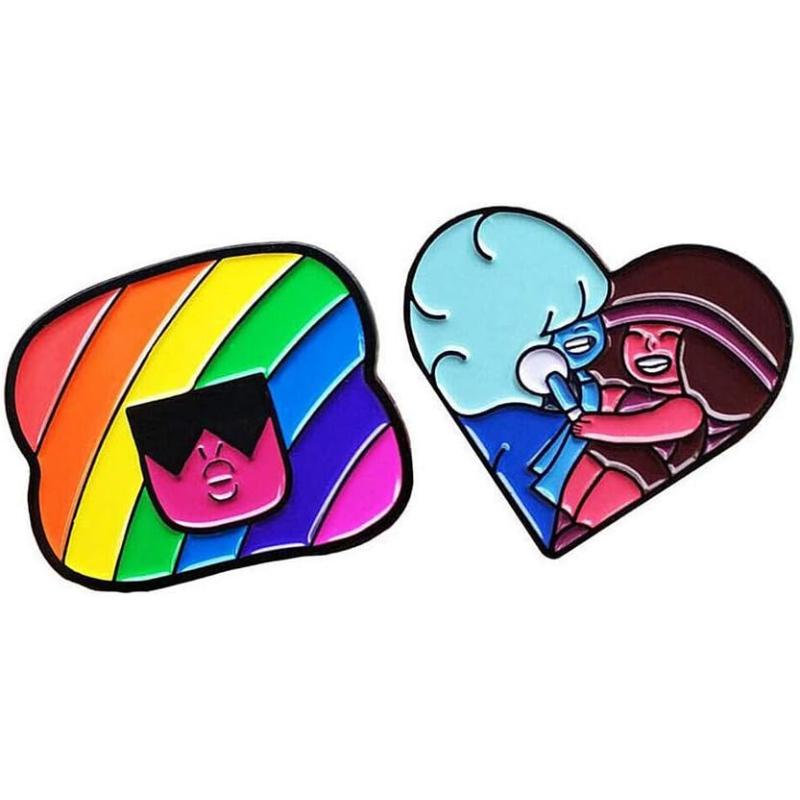 imageCute Enamel Friendship Lapel Pin Set for Women Girls 2pcs Colorful Carton Love Heart Girl Friend Brooches Badge for Clothes Bags Decor