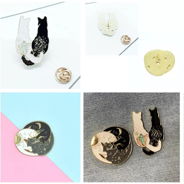 image2pcs Cute Cat Brooches for Women Girls Best Friends Fashion Enamel Animal Kitten Couple Lapel Pins Dress Suit Scarft Accessories Badge Souvenir Gifts for Pet Lover Family Day