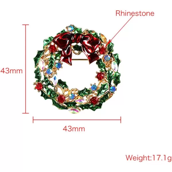 imageChristmas Wreath CZ Brooches for Women Men Girls Gold Tone Fashion Blue Red Ruby Clear Crystal Rhinestone Bowknot Hollow Garland Brooch Pins Bow Tie Necktie Dress Accessories Jewelry Unisex Gifts