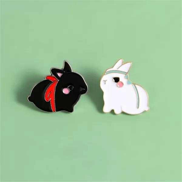 imageCouple Enamel Rabbit Brooches Pin for Women Girls Fashion Cute Cartoon Animals Costumes Badges Lapel Pins Dress Accessories Easter Valentine Anniversary Jewelry Gifts 2 PCS