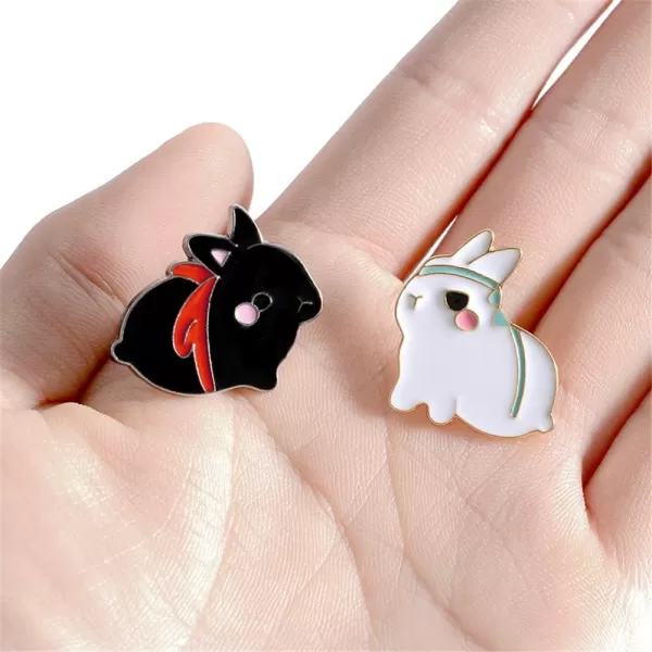 imageCouple Enamel Rabbit Brooches Pin for Women Girls Fashion Cute Cartoon Animals Costumes Badges Lapel Pins Dress Accessories Easter Valentine Anniversary Jewelry Gifts 2 PCS