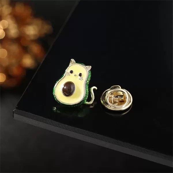 imageCute Cat Avocado Brooch Pin for Women Girls Teens Gold Plated Fashion Enamel Kitten Animal Brooches Lapel Dainty Small Dress Accessories Jewelry Boutonniere for Hat Bag Suit Tie Birthday Christmas