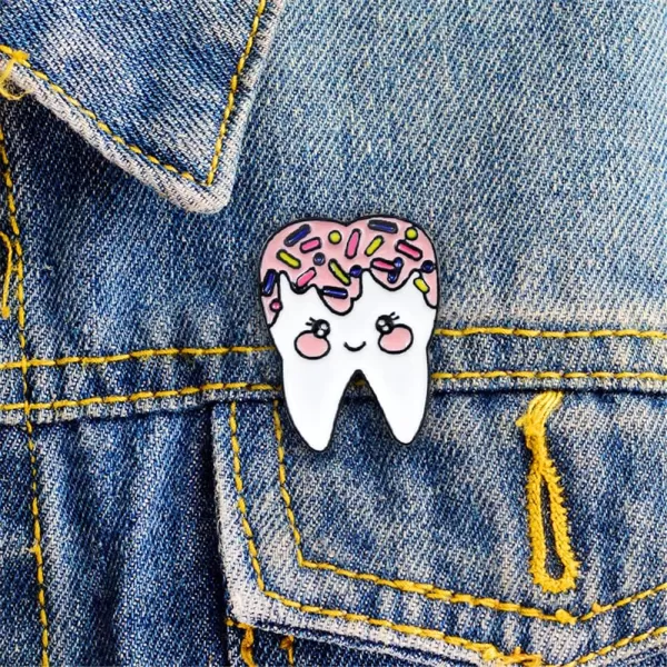 imageCute Enamel Teeth Brooch Pin for Women Girls Fashion Unisex Cartoon Costumes Badges Lapel Pins Campus Dress Accessories Medical Jewelry Souvenir Gift Doctor Nurse Graduation Student