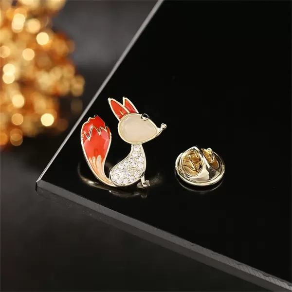 imageCute Rhinestone Fox Brooch Pin for Women Girls Teens Gold Plated Fashion Enamel Animal Brooches Lapel Dainty Small Dress Accessories Jewelry Boutonniere for Hat Bag Suit Tie Birthday Christmas