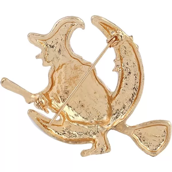 imageCute Witch Hat Brooch for Women Girls Fashion Rhinestone Halloween Christmas Decoration Enameled Crescent Moon Brooches Lapel Pin Dress Accessories Decor Delicate Jewelry Gifts for Daughter