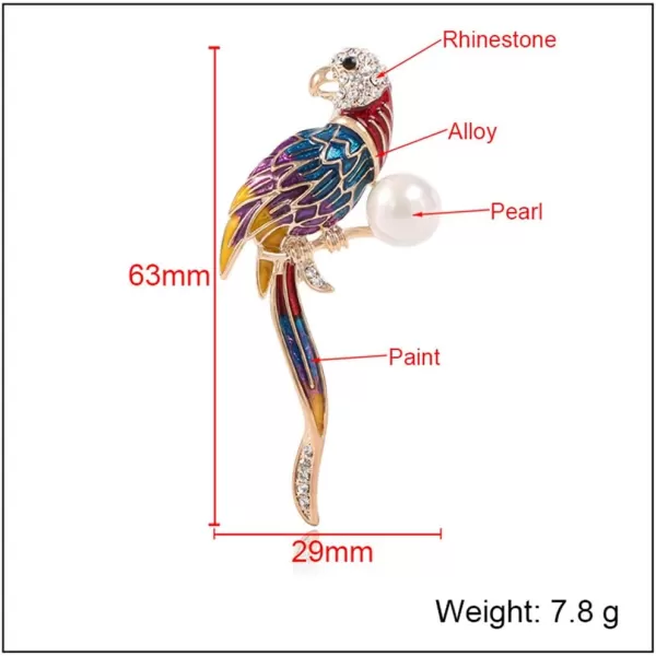 imageElegant Parrot Brooch Pin for Women Girls Men Imitation Pearl Colorful Rhinestone Crystal Enameled Animal Big Large Humming Bird Brooches Lapel Pins Fashion Decor Jewelry Gifts for Father