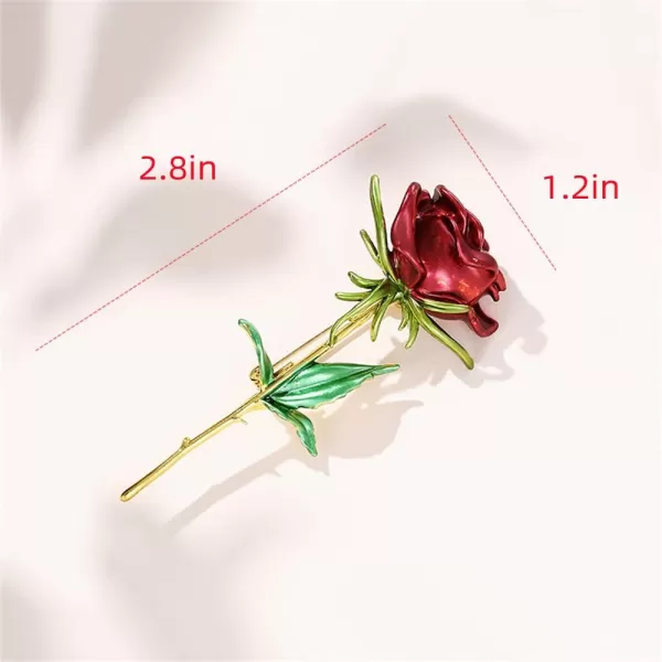 imageEnamel Rose Flower Brooch Pin for Women Girls Men Alloy Fashion Gold Green Leaf Blossom Brooches Lapel Pins Dainty Dress Accessories Jewelry Boutonniere Corsage for Hat Bag Suit Tie Wedding Birthday Anniversary Red