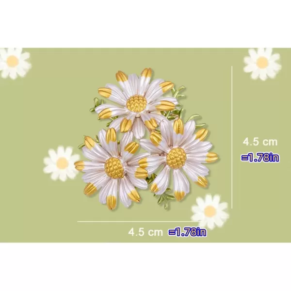 imageGold Daisy Flower Brooch Pin for Women Men Fashion Cute Sunflower Leaf Brooches Lapel Pins Elegant Dress Accessories Jewelry Boutonniere Corsage for Hat Bag Suit Tie Gift Wedding Birthday Fathers Day