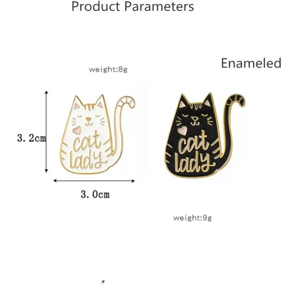 imagePair of Lady Cat Brooches Lapel Pin for Women Girls Best Friends Fashion Cute Animal Pink Love Heart Black White Kitten Pins Dress Suit Scarft Accessories Badge Gifts Christmas Valentines Day