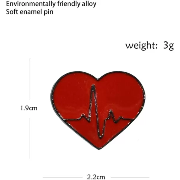 imageRed Heart Brooch for Women Girls Men Fashion Cute Enamel Heartbeat Badge Lapel Pin Dress Suit Scarft Accessories Christmas Wedding Valentines Jewelry Gifts for Her