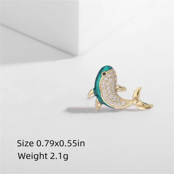 imageRhinestone Dolphin Animal Brooch Pin for Women Girls Gold Plated Fashion Enamel Ocean Sea Fish Brooches Lapel Dainty Small Cute Dress Accessories Jewelry Boutonniere for Hat Bag Suit Tie Birthday Christmas