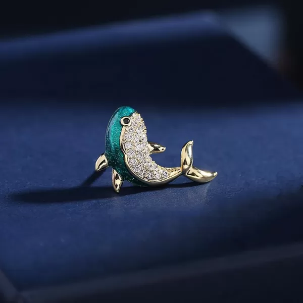 imageRhinestone Dolphin Animal Brooch Pin for Women Girls Gold Plated Fashion Enamel Ocean Sea Fish Brooches Lapel Dainty Small Cute Dress Accessories Jewelry Boutonniere for Hat Bag Suit Tie Birthday Christmas