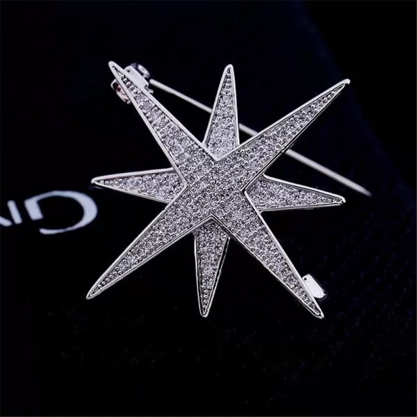 imageRhinestone Star Brooch Pin for Women Girls Men Fashion Dainty Crystal CZ Silvery Lapel Pins Dress Suit Bouquet Accessories Jewelry Christmas Winter Holiday Wedding Decor Unisex Gifts