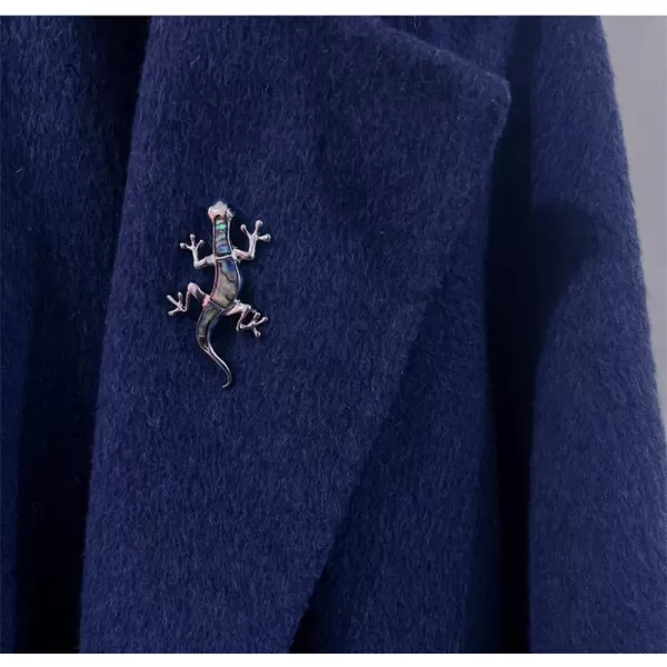 imageSilvery Abalone Shell Gecko Green Blue Animal Brooch Pin for Women Men Fashion Creative Brooches Lapel Pins Unique Dress Accessories Christmas Birthday Holiday Jewelry Father Day Gift