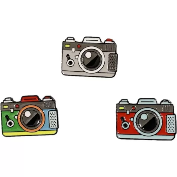 image3pcs Cute Camera Brooches for Women Girls Best Friends Fashion Colorful Enameled Lapel Pins Dress Suit Scarft Accessories Badge Souvenir Retro Gifts for Photography Lovers