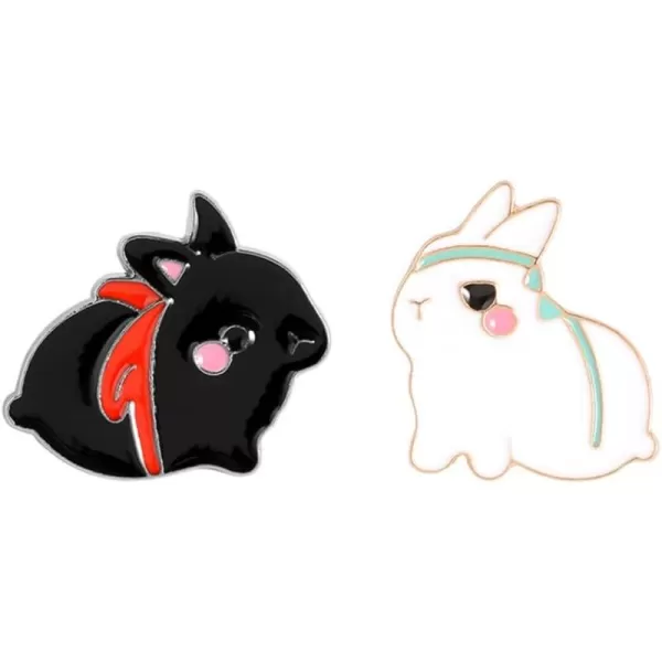 imageCouple Enamel Rabbit Brooches Pin for Women Girls Fashion Cute Cartoon Animals Costumes Badges Lapel Pins Dress Accessories Easter Valentine Anniversary Jewelry Gifts 2 PCS