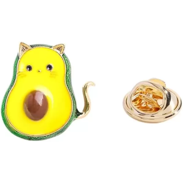 imageCute Cat Avocado Brooch Pin for Women Girls Teens Gold Plated Fashion Enamel Kitten Animal Brooches Lapel Dainty Small Dress Accessories Jewelry Boutonniere for Hat Bag Suit Tie Birthday Christmas