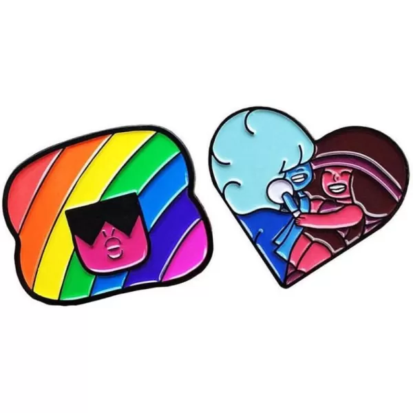 imageCute Enamel Friendship Lapel Pin Set for Women Girls 2pcs Colorful Carton Love Heart Girl Friend Brooches Badge for Clothes Bags Decor