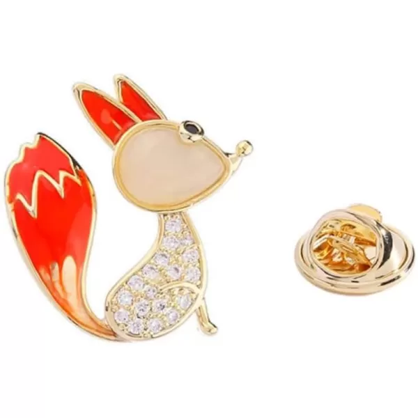 imageCute Rhinestone Fox Brooch Pin for Women Girls Teens Gold Plated Fashion Enamel Animal Brooches Lapel Dainty Small Dress Accessories Jewelry Boutonniere for Hat Bag Suit Tie Birthday Christmas