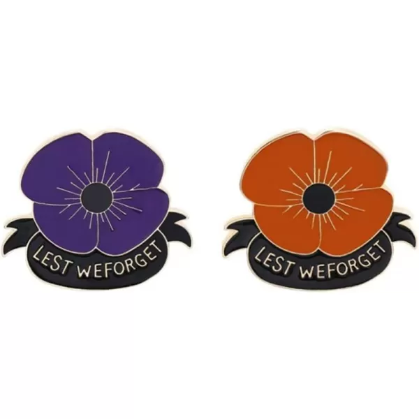 imageEnamel Poppy Flower Brooches Pin Set for Women Men Veterans Cute Red Purple Lest We Forget Statement Badges Lapel Pins Remembrance Memorial Day Jewelry Souvenir Gifts 2 Pieces