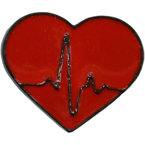 imageRed Heart Brooch for Women Girls Men Fashion Cute Enamel Heartbeat Badge Lapel Pin Dress Suit Scarft Accessories Christmas Wedding Valentines Jewelry Gifts for Her
