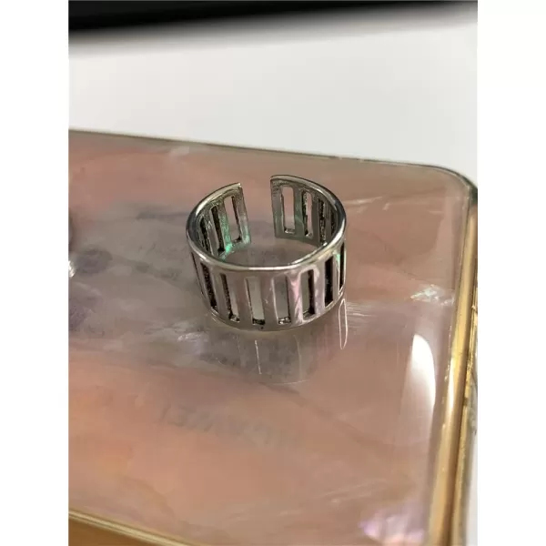 imageDtja Hollow Wide Band Ring for Women SilverToned Statement Expandable Adjustable Open Wrap Finger Rings Comfort Fit Fashion Geometric Birthday Y2K Party Jewelry