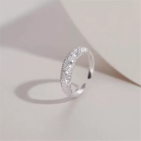 imageDtja Shiny Sequins Sterling Silver Spinner Ring for Women Girls Pave Sandblast Thick Wedding Open Band Statement Expandable Promise Rings Comfort Fit Hypoallergenic Fashion Jewelry Gifts for Her