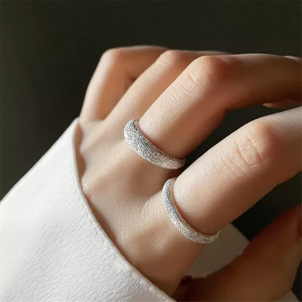 imageDtja Shiny Sequins Sterling Silver Spinner Ring for Women Girls Pave Sandblast Thick Wedding Open Band Statement Expandable Promise Rings Comfort Fit Hypoallergenic Fashion Jewelry Gifts for Her