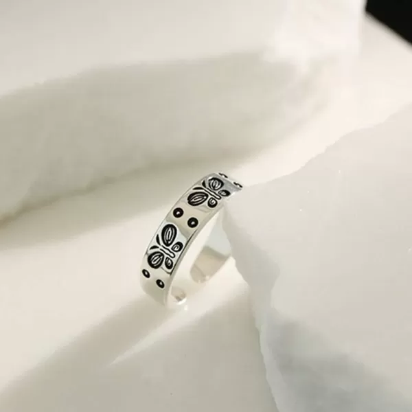 imageVintage Butterfly 925 Sterling Silver Ring for Women Girls Polished Danity Enamel Expandable Open Rings Adjustable Boho Hand Made Jewelry Birthday Anniversary Christmas Valentines Gifts