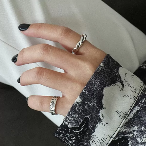 imageVintage Butterfly 925 Sterling Silver Ring for Women Girls Polished Danity Enamel Expandable Open Rings Adjustable Boho Hand Made Jewelry Birthday Anniversary Christmas Valentines Gifts