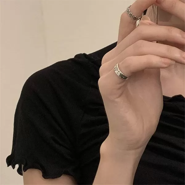 imageVintage Butterfly 925 Sterling Silver Ring for Women Girls Polished Danity Enamel Expandable Open Rings Adjustable Boho Hand Made Jewelry Birthday Anniversary Christmas Valentines Gifts