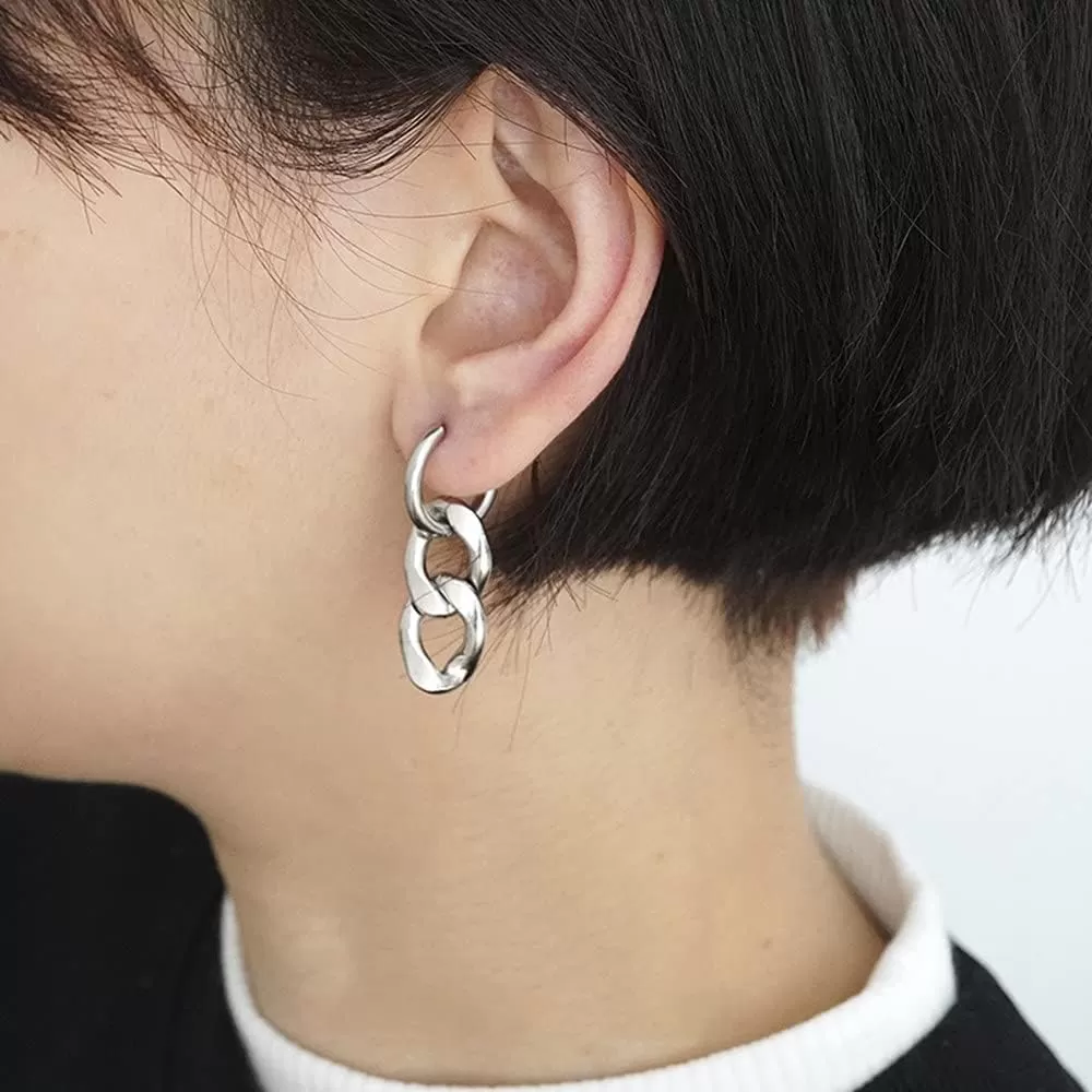 imagePunk Big Chain Drop Dangle Small Hoop Earrings for Women Men Stainless Steel Charms Thick Tassel Dropping Huggie Hoops Cartilage Hypoallergenic Fashion Personalized Y2K Jewelry