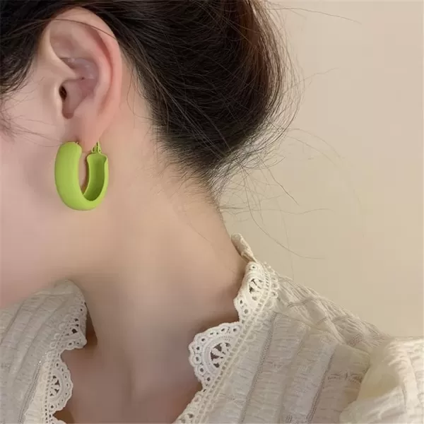 image3 Pairs Acrylic Resin Wide Hoops Earrings Set for Women 925 Sterling Silver Post Pin Colorful Dangle Drop Half Huggie Hoops Hypoallergenic Trendy Lightweight Summer Y2K Jewelry Gifts