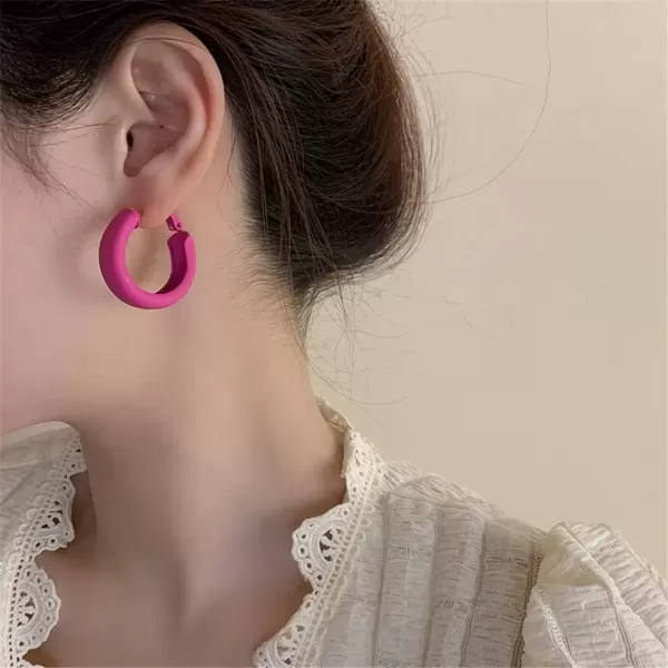 image3 Pairs Acrylic Resin Wide Hoops Earrings Set for Women 925 Sterling Silver Post Pin Colorful Dangle Drop Half Huggie Hoops Hypoallergenic Trendy Lightweight Summer Y2K Jewelry Gifts