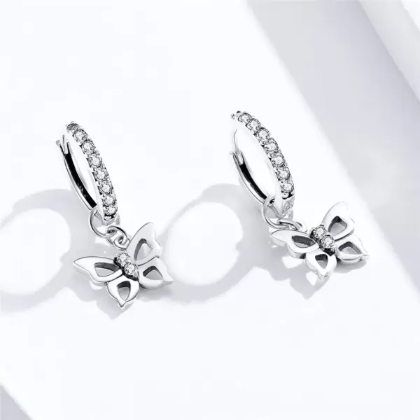 imageCute CZ Butterfly Dangle Hoop Earrings for Women S925 Sterling Silver with Charms Huggie Hoops Crystal Drop Cartilage Filigree Jewelry Delicate Fashion Dainty for Dauther