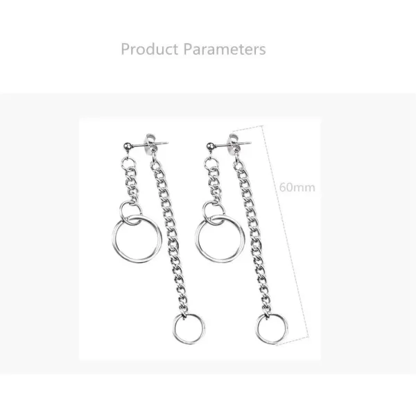 imageInterlocking Chain Drop Dangle Earrings Surgical Stainless Steel Hugie Hoops Tassel Dropping Dangly for Women Men Punk Ball Studs Hypoallergenic Fashion Unique Jewelry
