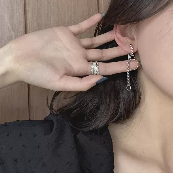 imageInterlocking Chain Drop Dangle Earrings Surgical Stainless Steel Hugie Hoops Tassel Dropping Dangly for Women Men Punk Ball Studs Hypoallergenic Fashion Unique Jewelry