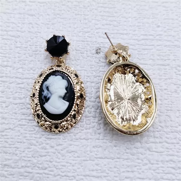 imageRetro Cameo Dangle Earrings for Women Girls Black CZ Acrylic Baroque Statement Drop Dangling Stud Earring Lightweight Vintage Boho Halloween Jewelry Gifts for Friends