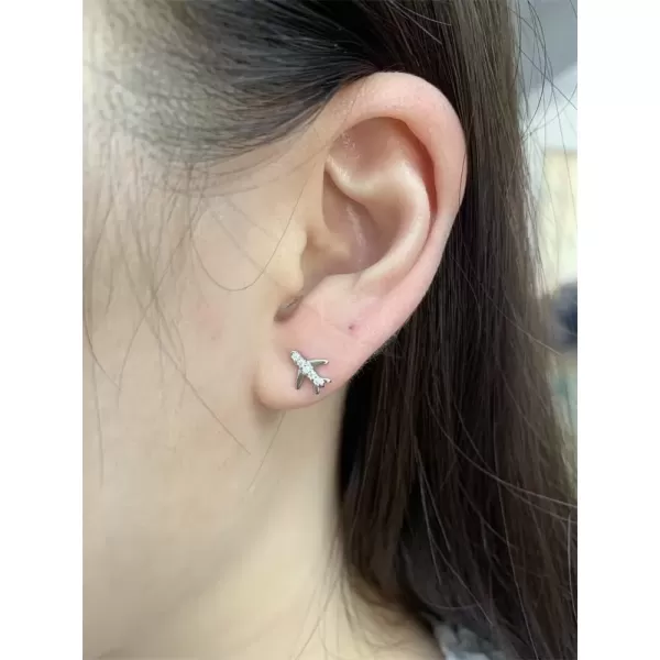 image20G Airplane Cartilage Earrings for Women Girls 925 Sterling Silver Hypoallergenic Cubic Zirconia Tiny Cute Plane Ear Piercing Stud Tragus Birthday Anniversary Airline Jewelry Gifts Souvenir